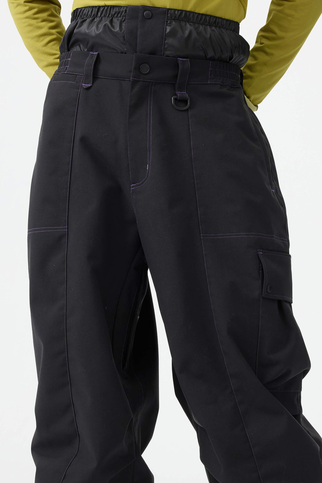 Men's Black Baggy Oxford Ski Pants Wear-Resistant Snow Pants