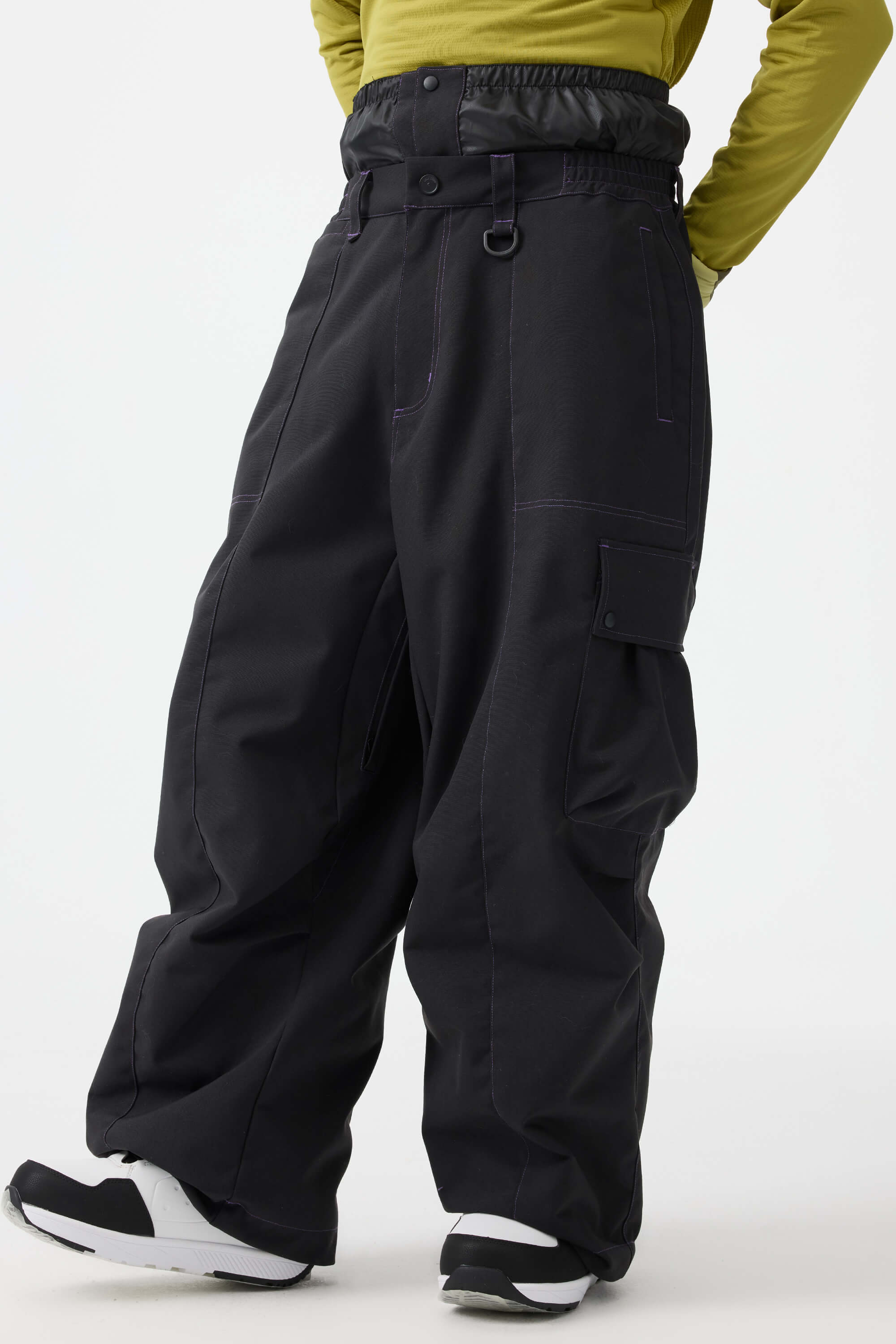 Men's Dark Brown Baggy Oxford Ski Pants Wear-Resistant Snow Pants