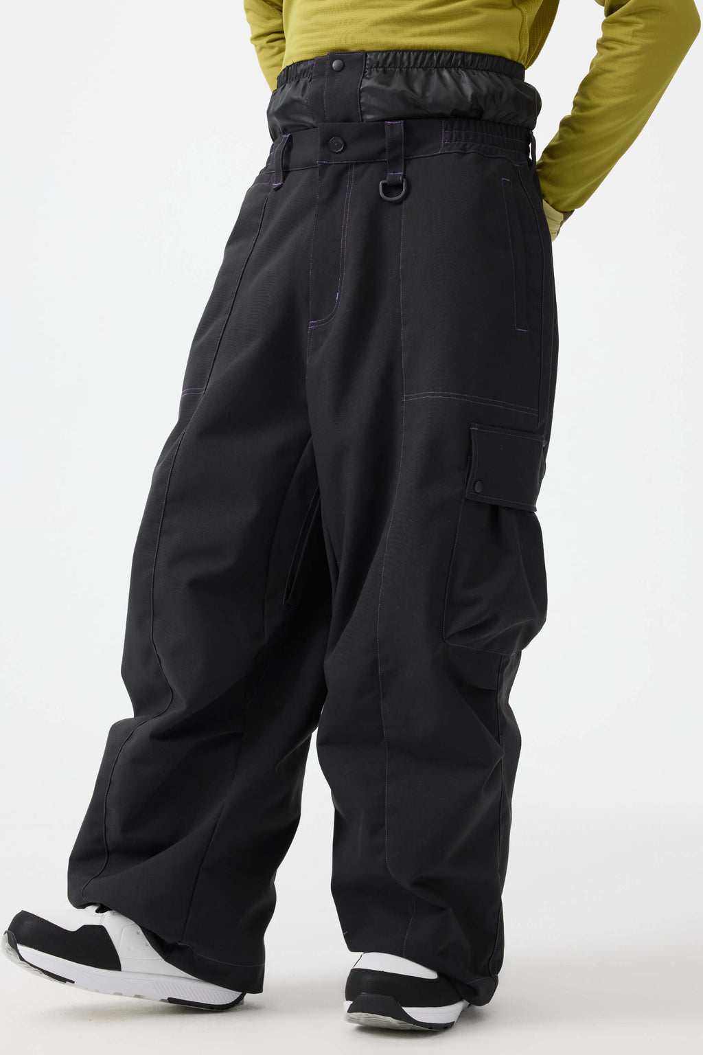 Men's Dark Brown Baggy Oxford Ski Pants Wear-Resistant Snow Pants