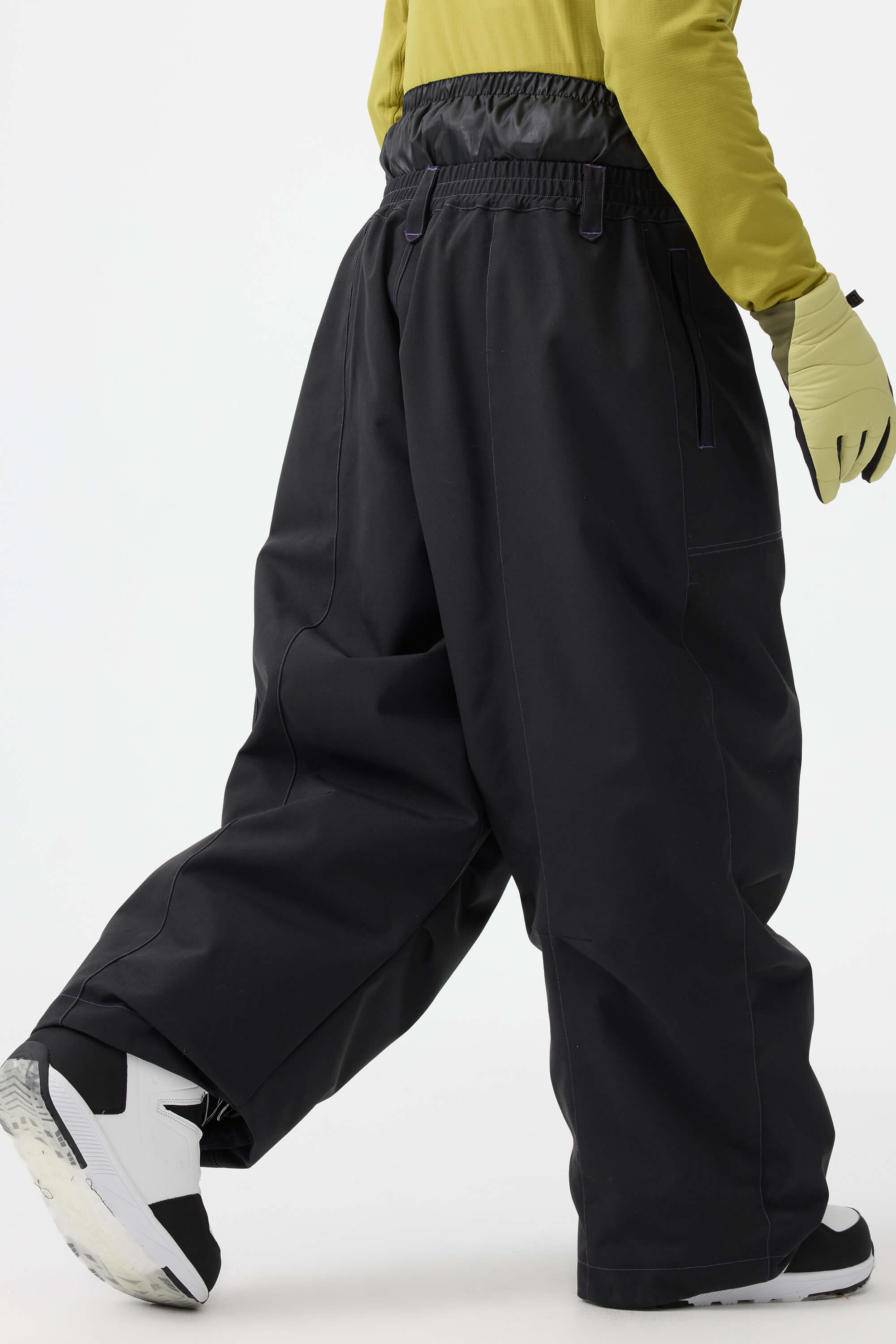 Men's Dark Brown Baggy Oxford Ski Pants Wear-Resistant Snow Pants