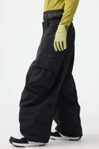 Men's Dark Brown Baggy Oxford Ski Pants Wear-Resistant Snow Pants
