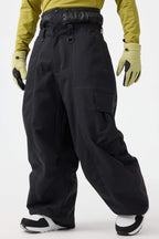 Men's Dark Brown Baggy Oxford Ski Pants Wear-Resistant Snow Pants