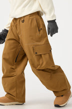 Women's Black Baggy Oxford Ski Pants Wear-Resistant Snow Pants