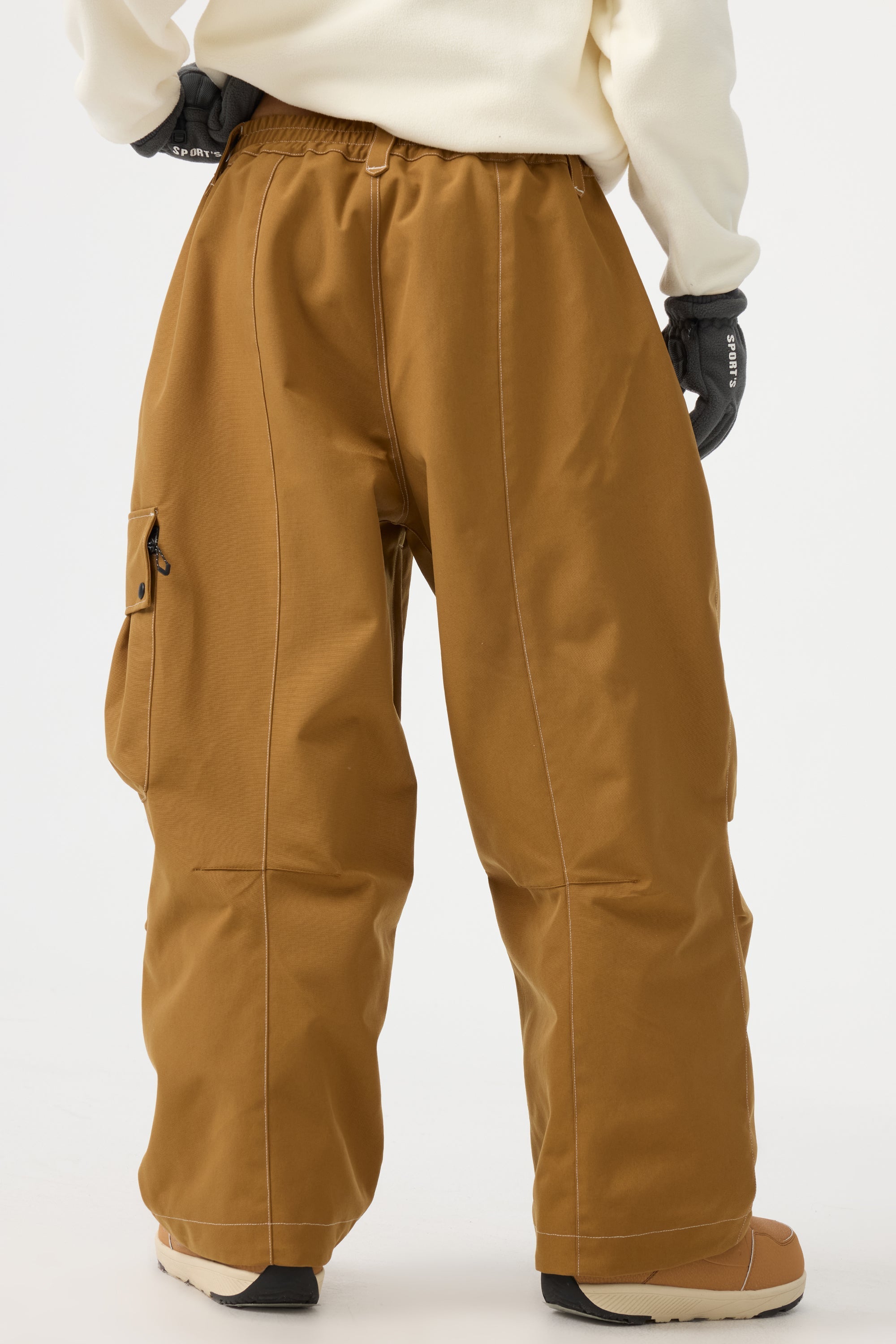 Women's Dark Brown Baggy Oxford Ski Pants Wear-Resistant Snow Pants