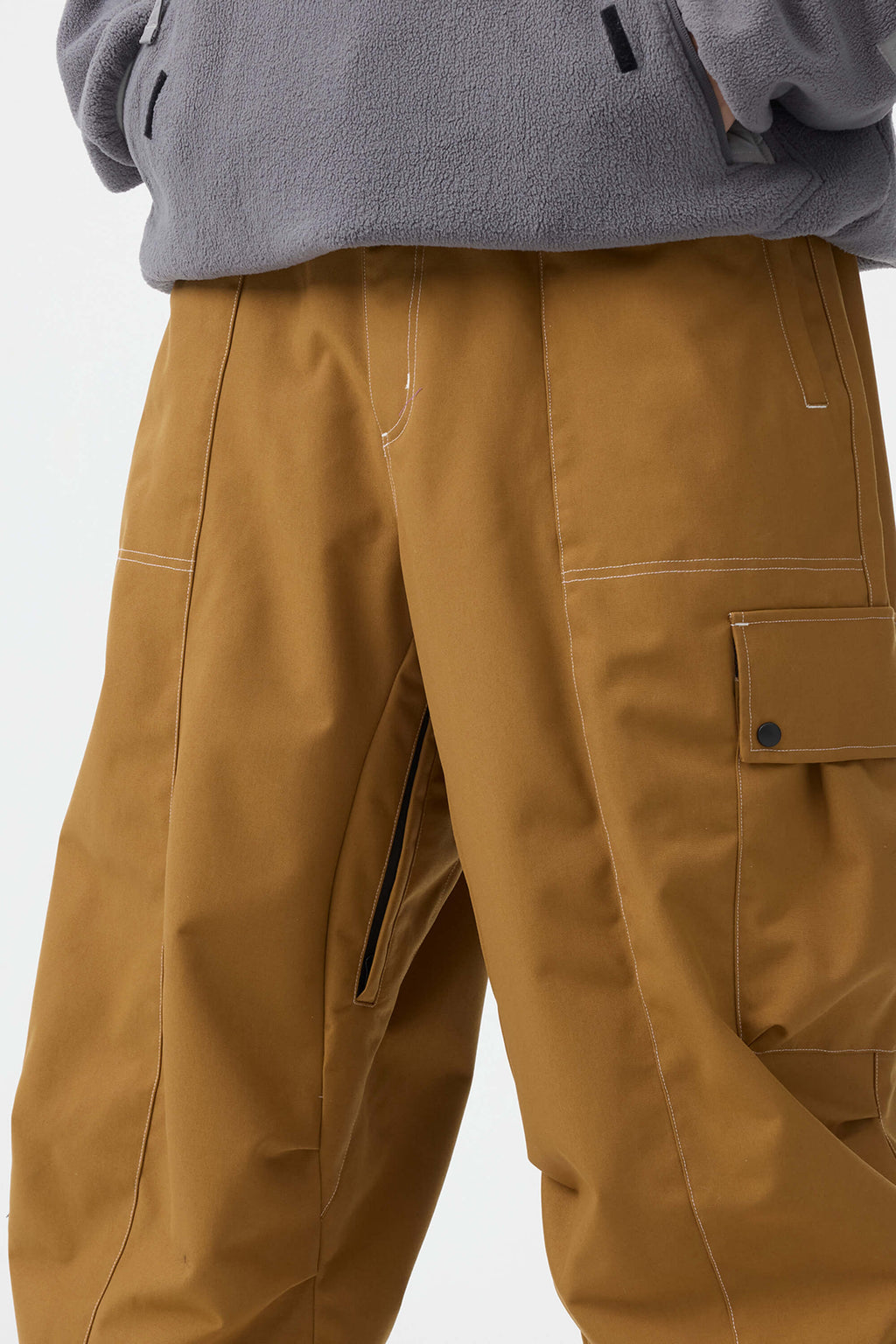 Men's Black Baggy Oxford Ski Pants Wear-Resistant Snow Pants