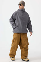 Men's Black Baggy Oxford Ski Pants Wear-Resistant Snow Pants