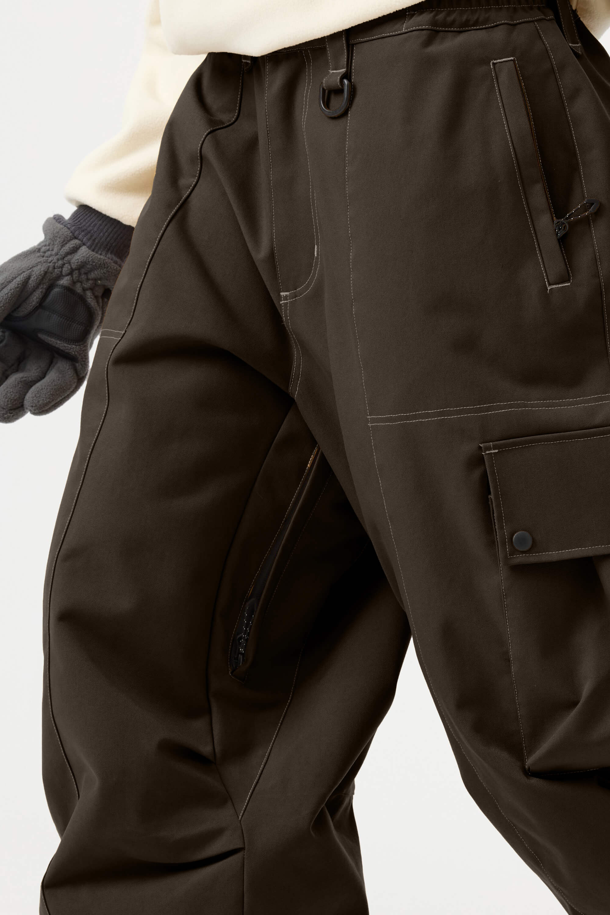 Women's Dark Brown Baggy Oxford Ski Pants Wear-Resistant Snow Pants Secondary image