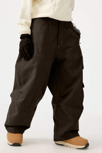 Women's Black Baggy Oxford Ski Pants Wear-Resistant Snow Pants