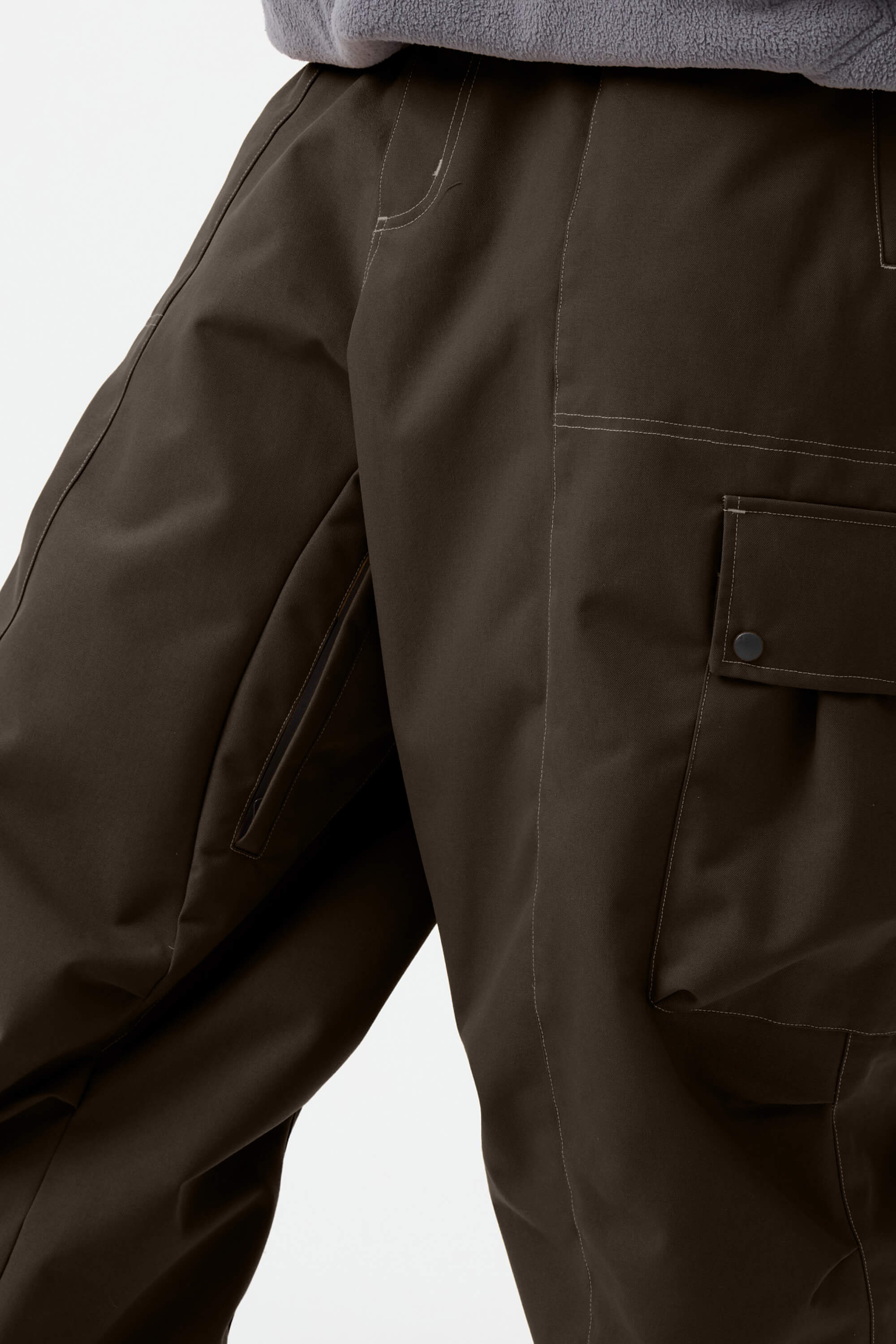Men's Dark Brown Baggy Oxford Ski Pants Wear-Resistant Snow Pants Secondary image