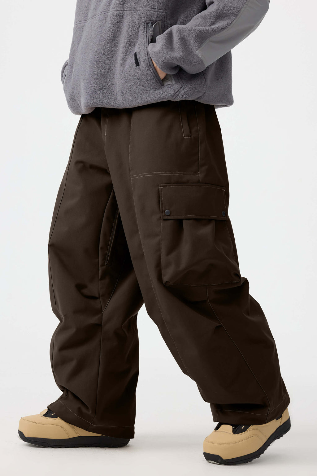 Men's Black Baggy Oxford Ski Pants Wear-Resistant Snow Pants