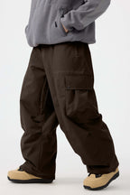Men's Black Baggy Oxford Ski Pants Wear-Resistant Snow Pants