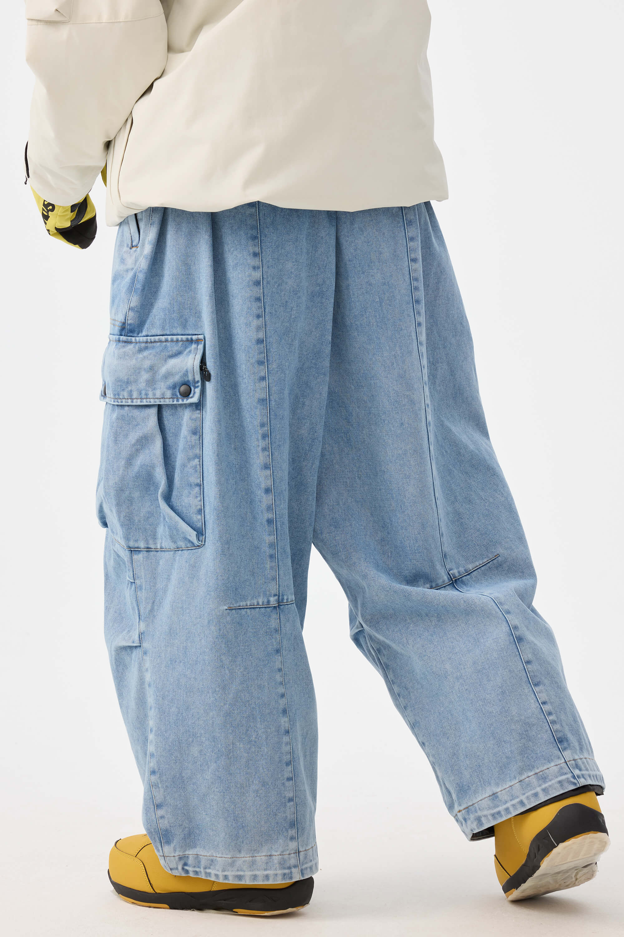 Women's Black Baggy Oxford Ski Pants Wear-Resistant Snow Pants