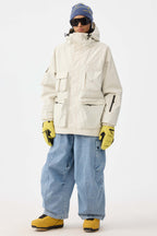 Women's Black Baggy Oxford Ski Pants Wear-Resistant Snow Pants