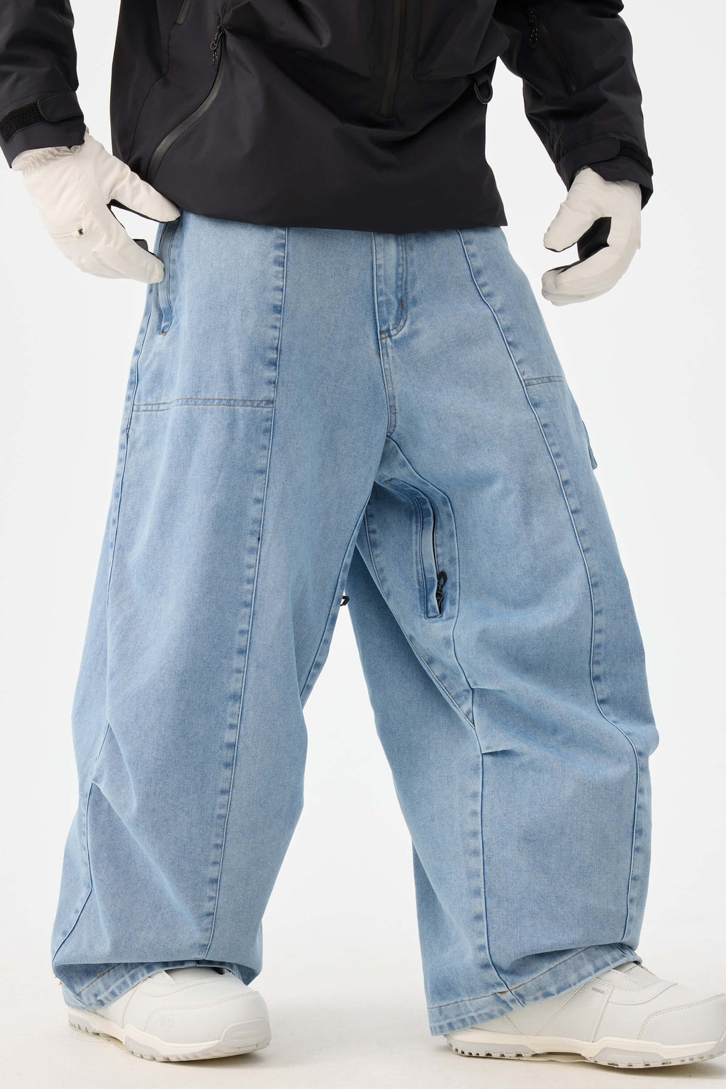 Men's Dark Brown Baggy Oxford Ski Pants Wear-Resistant Snow Pants