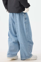 Men's Dark Brown Baggy Oxford Ski Pants Wear-Resistant Snow Pants