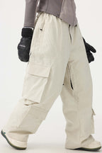 Women's Black Baggy Multi-Pocket Ski Pants Corduroy Snow Pants