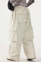 Women's Black Baggy Multi-Pocket Ski Pants Corduroy Snow Pants