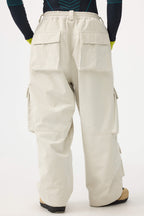 Men's Khaki Baggy Multi-Pocket Ski Pants Corduroy Snow Pants