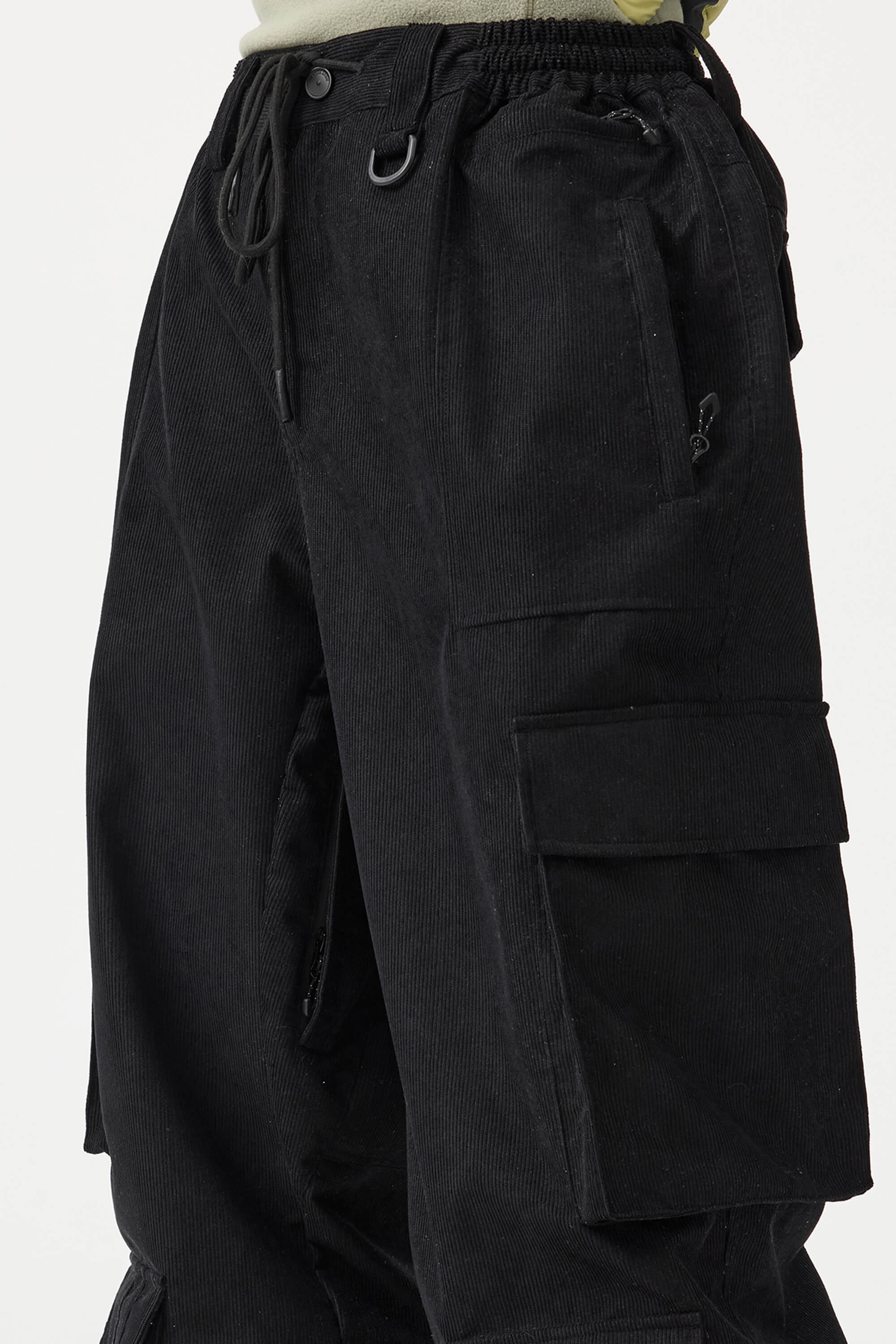 Women's Black Baggy Multi-Pocket Ski Pants Corduroy Snow Pants Secondary image