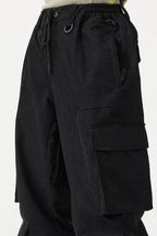 Women's Black Baggy Multi-Pocket Ski Pants Corduroy Snow Pants