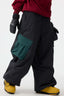 Women's Black Baggy Color-Blocked Ski Pants Cargo Pocket Snow Pants