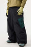 Men's Black Baggy Color-Blocked Ski Pants Cargo Pocket Snow Pants