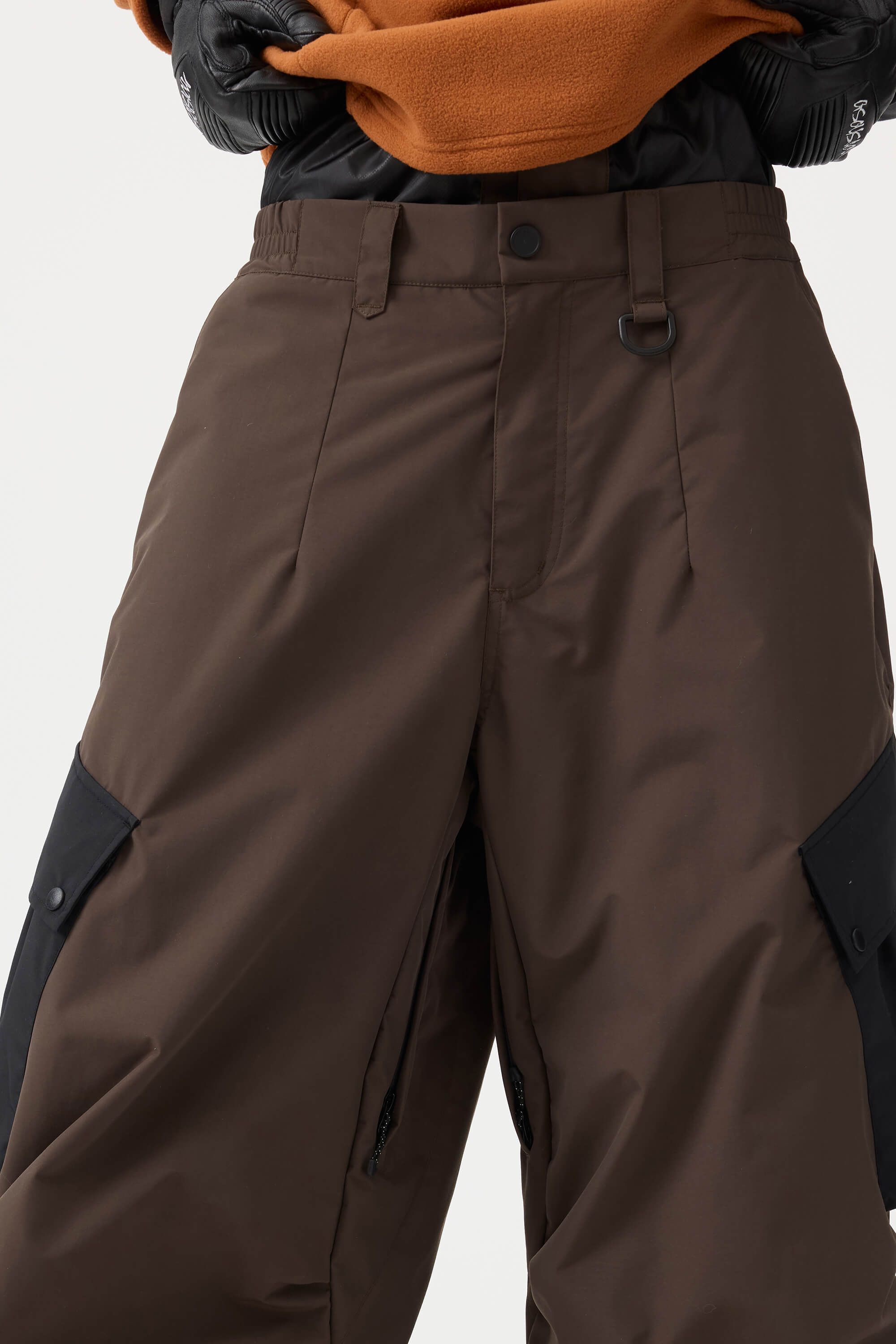 Women's Coffee Baggy Color-Blocked Ski Pants Cargo Pocket Snow Pants Secondary image