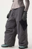 Women's Dark Gray Baggy Color-Blocked Ski Pants Cargo Pocket Snow Pants