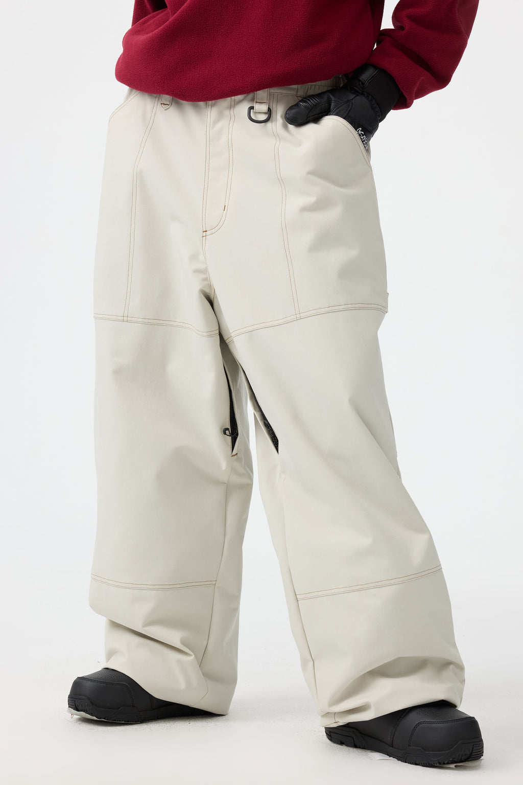 Women's Black Baggy Workwear Ski Pants Oxford Snow Pants