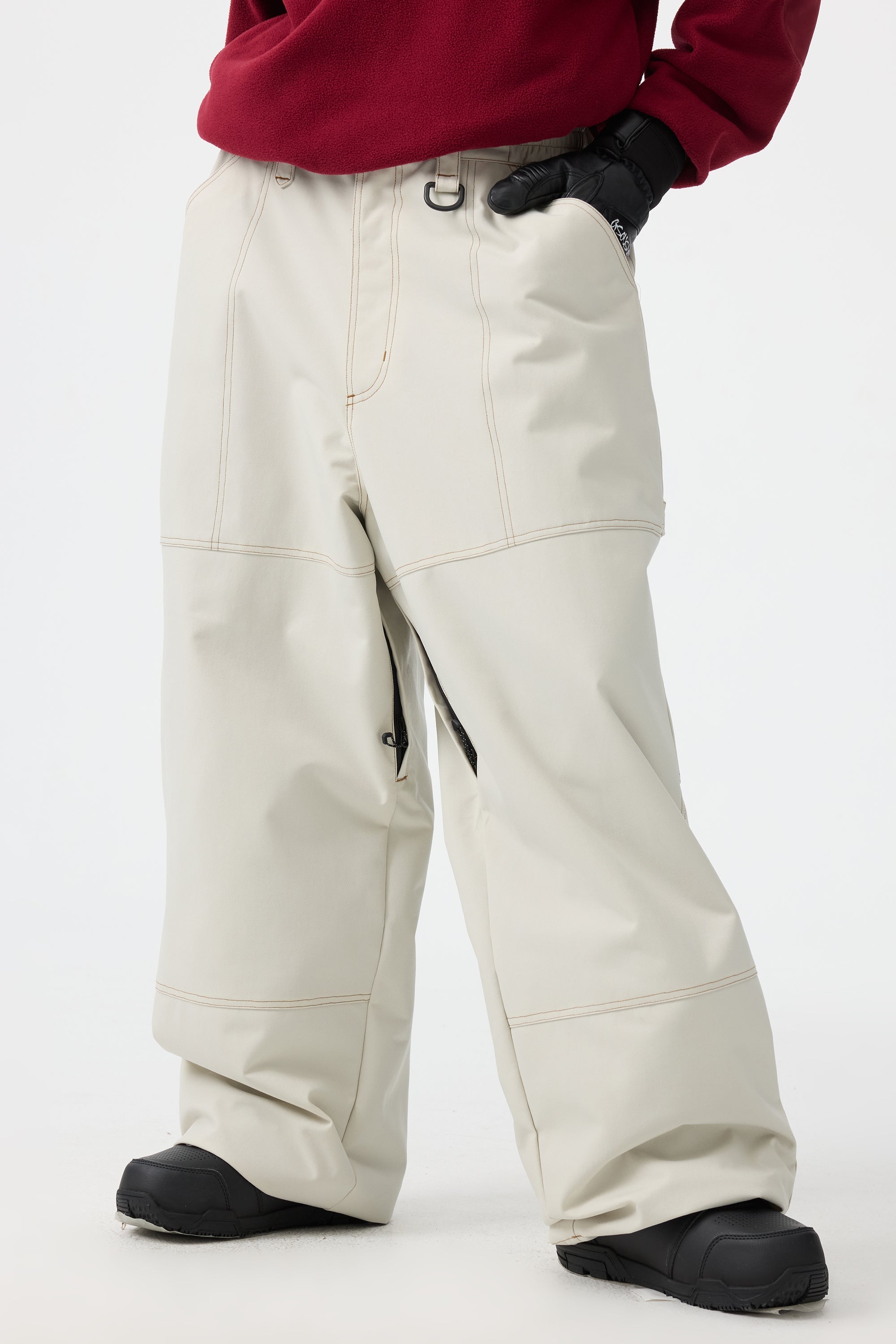 Women's Beige Baggy Workwear Ski Pants Oxford Snow Pants Main image