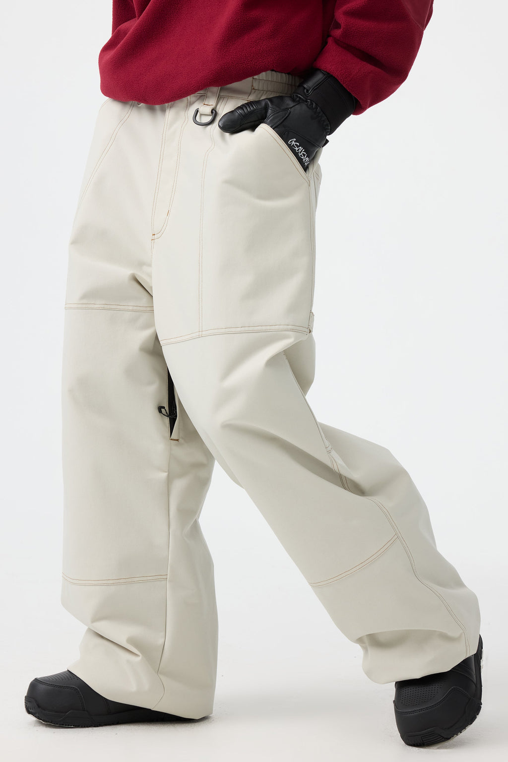 Women's Black Baggy Workwear Ski Pants Oxford Snow Pants