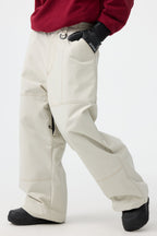 Women's Dark Brown Baggy Workwear Ski Pants Oxford Snow Pants