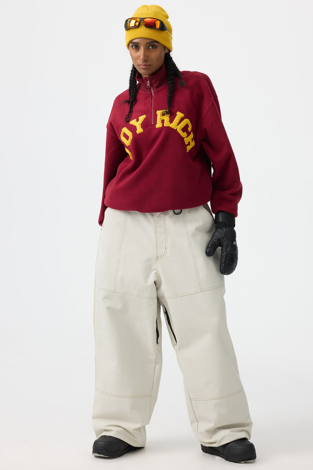 Women's Black Baggy Workwear Ski Pants Oxford Snow Pants