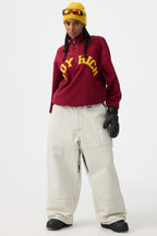 Women's Beige Baggy Workwear Ski Pants Oxford Snow Pants