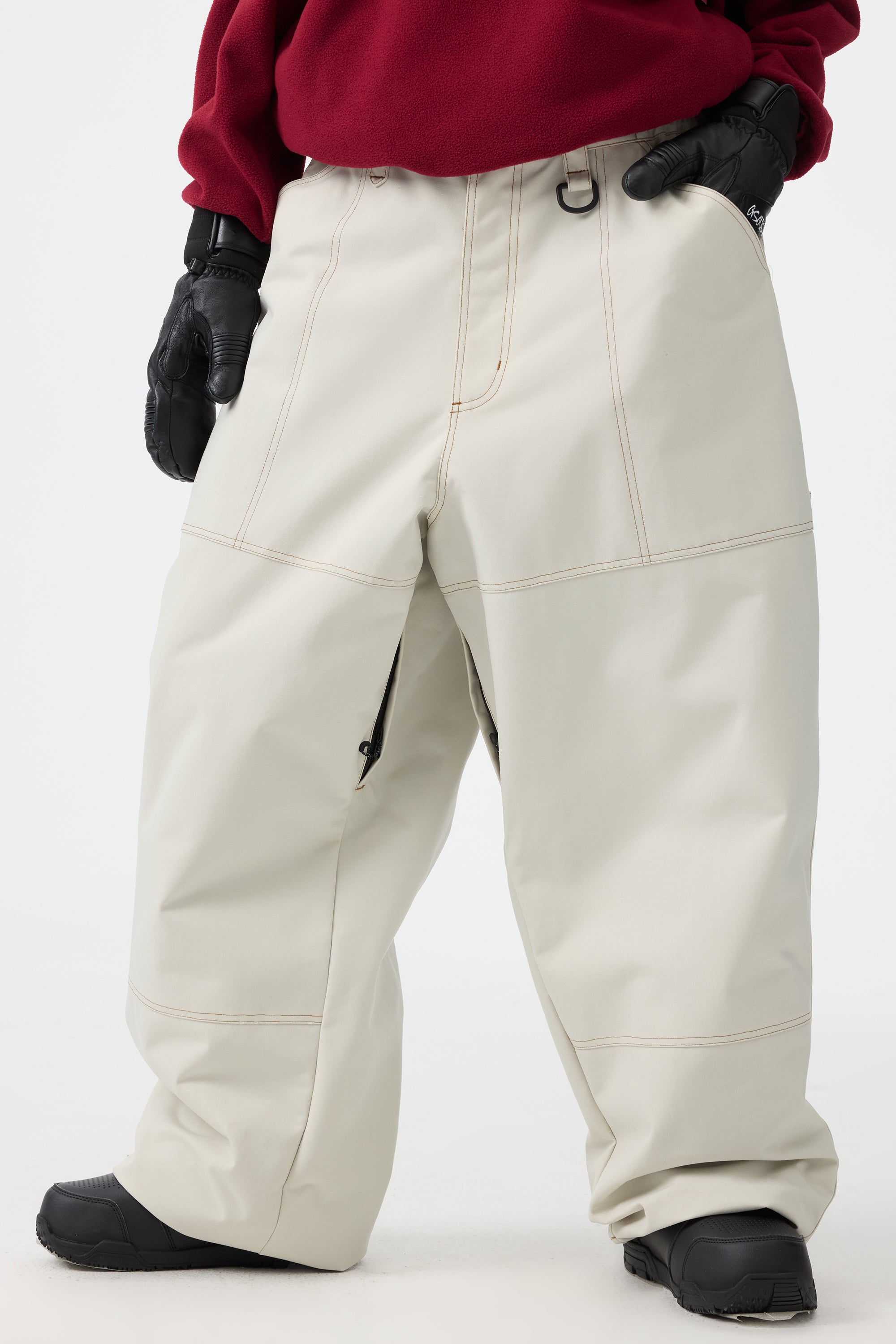Women's Black Baggy Workwear Ski Pants Oxford Snow Pants