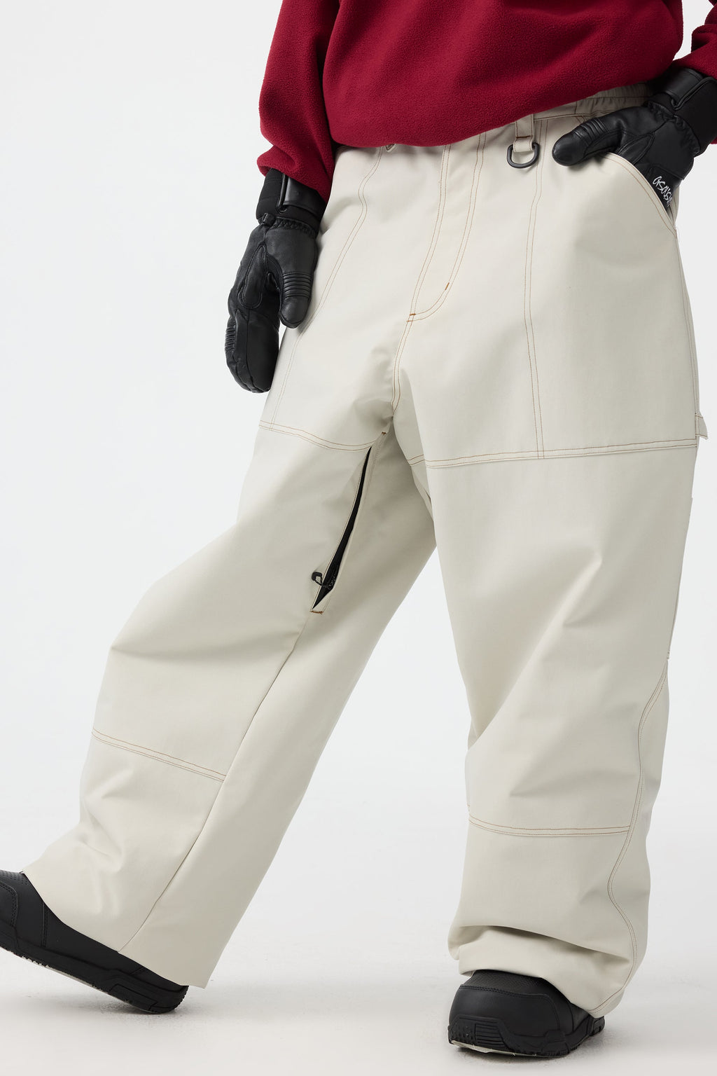 Women's Dark Brown Baggy Workwear Ski Pants Oxford Snow Pants