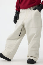 Women's Dark Brown Baggy Workwear Ski Pants Oxford Snow Pants