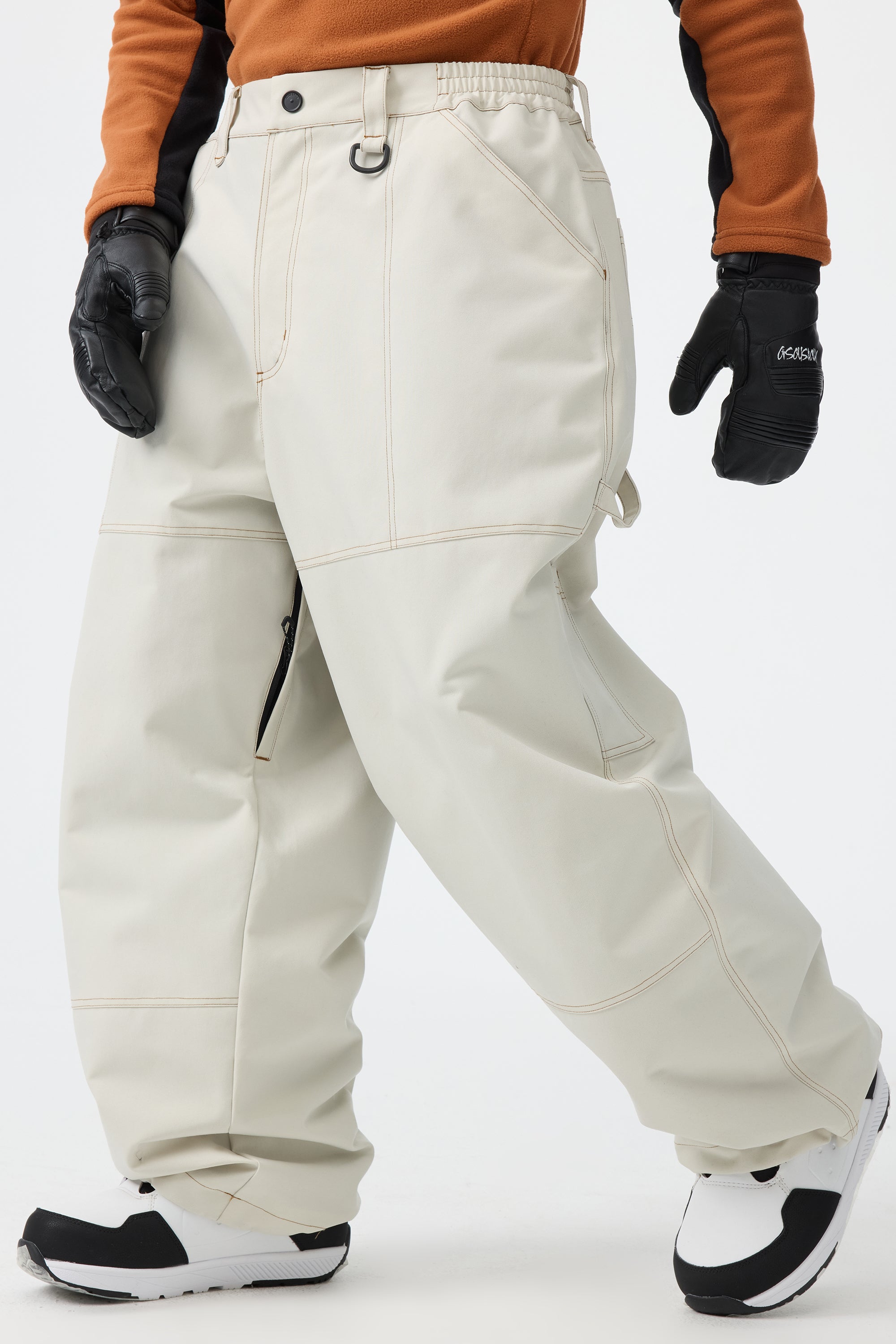 Men's Black Baggy Workwear Ski Pants Oxford Snow Pants