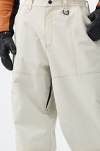 Men's Dark Brown Baggy Workwear Ski Pants Oxford Snow Pants
