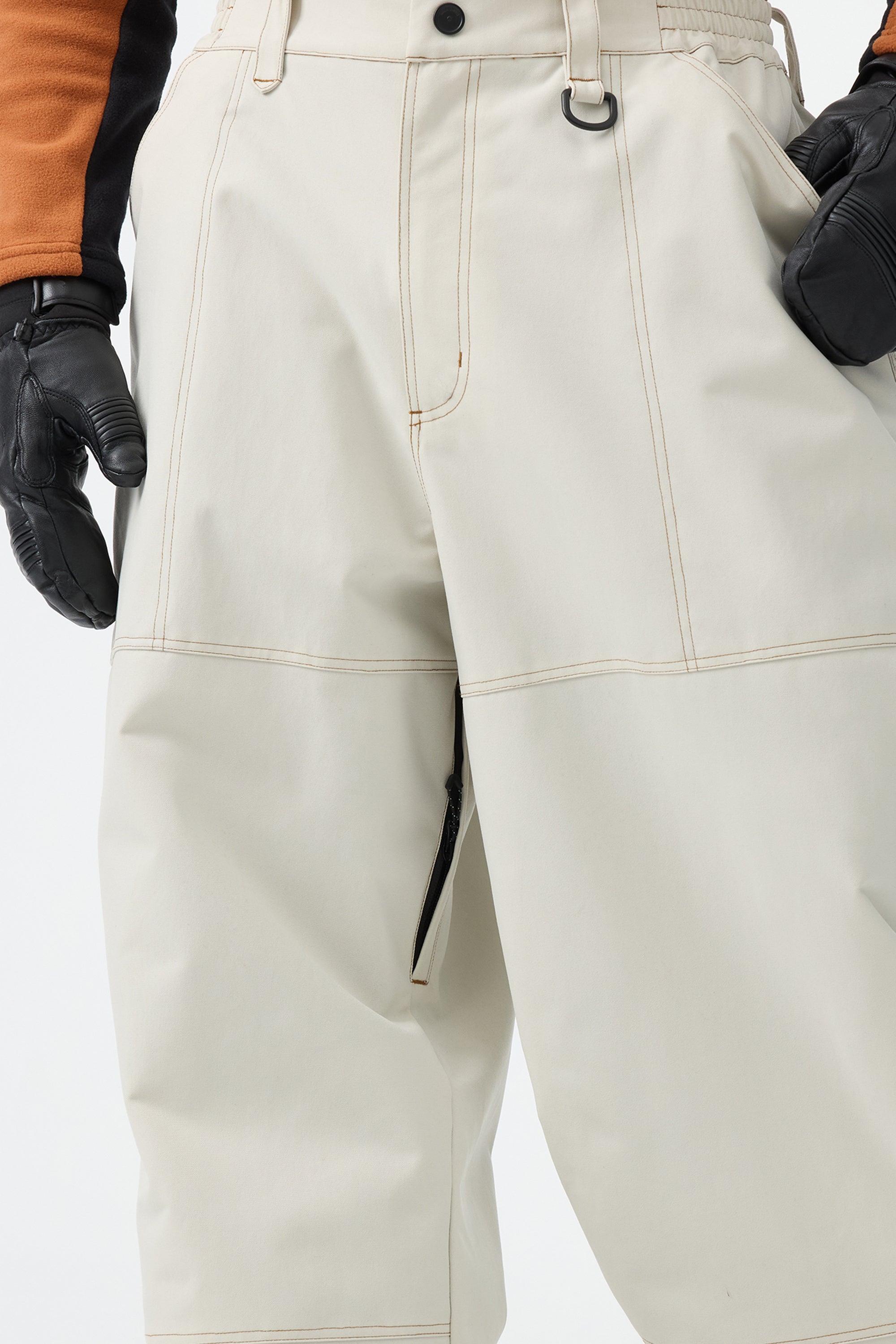 Men's Dark Brown Baggy Workwear Ski Pants Oxford Snow Pants