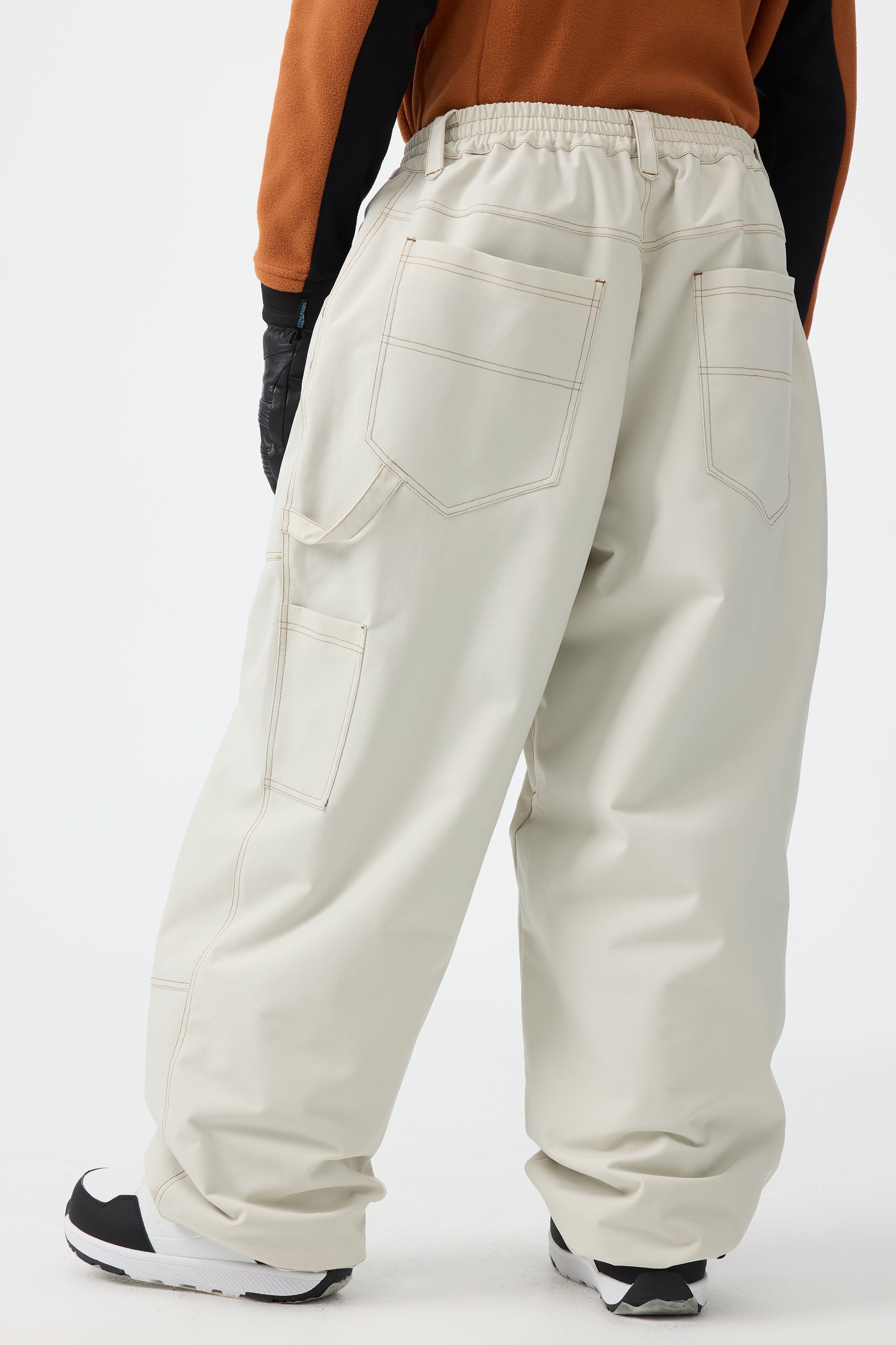 Men's Dark Brown Baggy Workwear Ski Pants Oxford Snow Pants