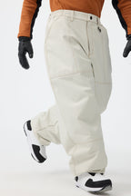 Men's Dark Brown Baggy Workwear Ski Pants Oxford Snow Pants
