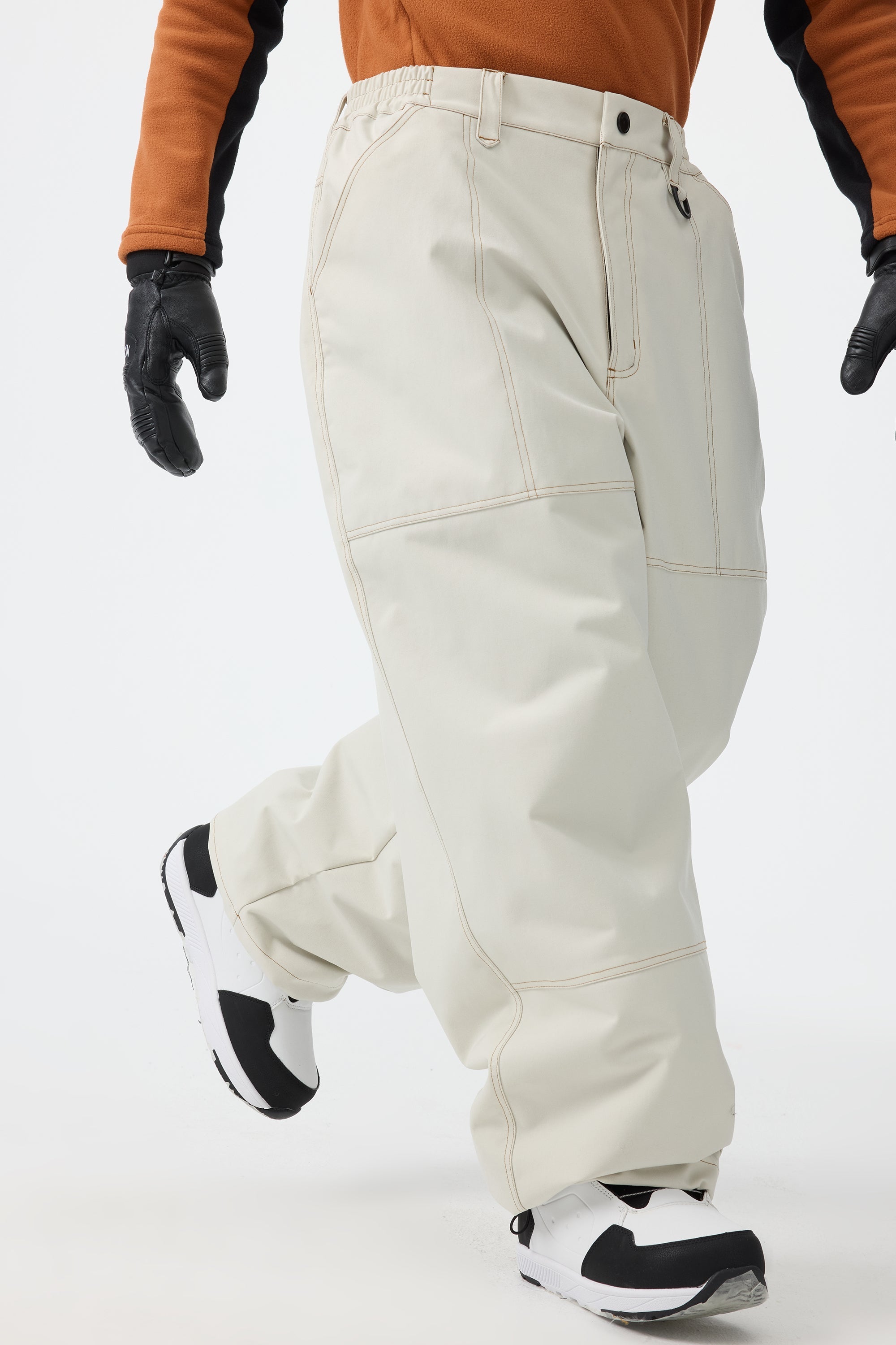 Men's Dark Brown Baggy Workwear Ski Pants Oxford Snow Pants