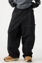 Women's Dark Brown Baggy Workwear Ski Pants Oxford Snow Pants