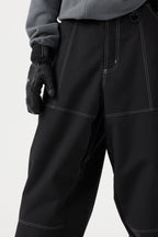 Women's Dark Brown Baggy Workwear Ski Pants Oxford Snow Pants