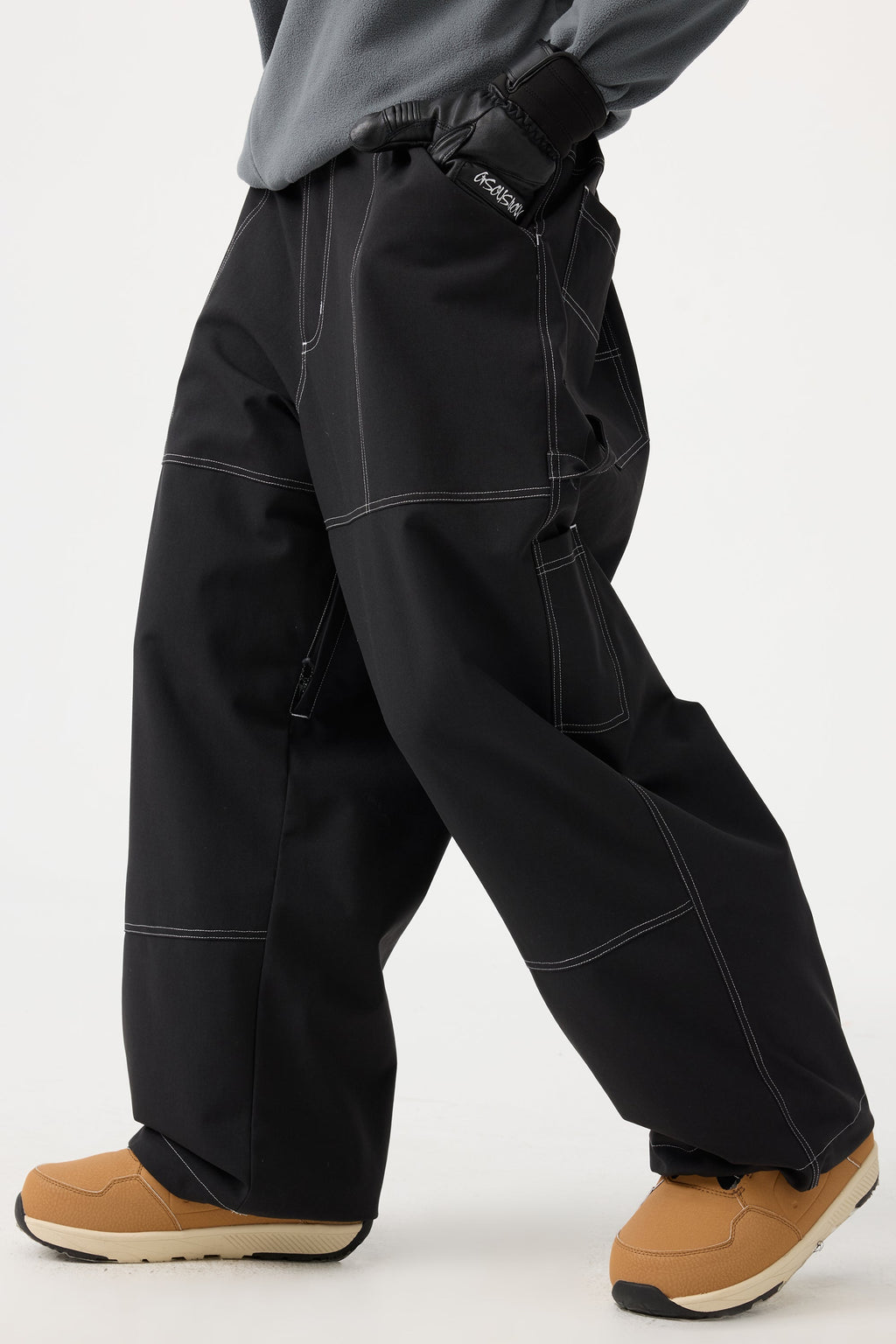 Women's Dark Brown Baggy Workwear Ski Pants Oxford Snow Pants