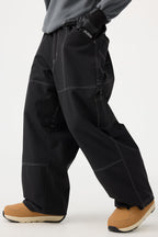 Women's Beige Baggy Workwear Ski Pants Oxford Snow Pants