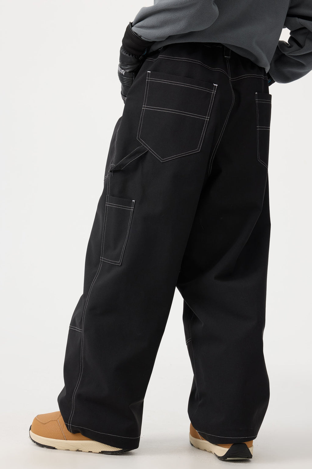 Women's Dark Brown Baggy Workwear Ski Pants Oxford Snow Pants