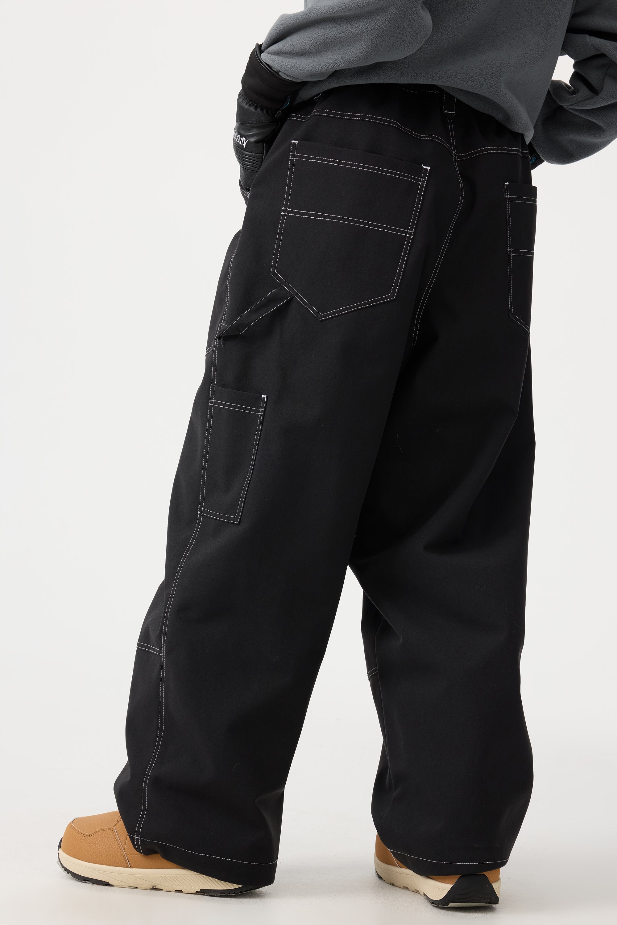 Women's Dark Brown Baggy Workwear Ski Pants Oxford Snow Pants