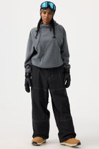 Women's Dark Brown Baggy Workwear Ski Pants Oxford Snow Pants